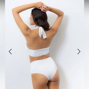 NWT Revel Rey swim set Simone Iridescent White Lurex